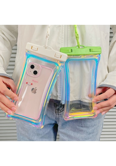 Skycity Yeşil Sarı Tpu Su Geçirmez Telefon Çantası - Yüzme, Dalış, Akşam Yürüyüşü İçin Dayanıklı Ve Şeffaf Koruma Kılıfı Sarı - Yeşil