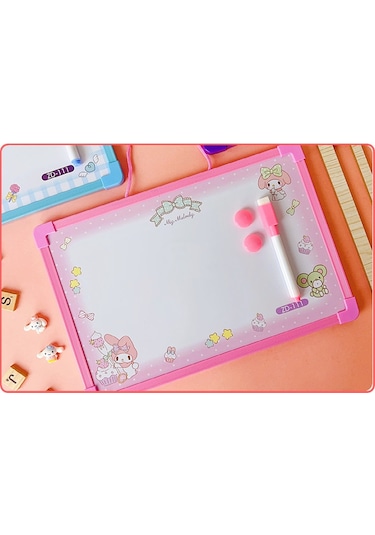 Snapbuy Sanrio Temalı, Kuromi Seçenekli Çift Taraflı Silinebilir Mıknatıslı Yazı Tahtası 30x20cm Pembe