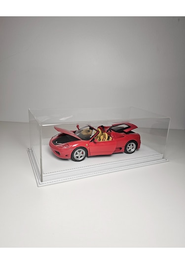 1:18 Model Araçlar İçin Beyaz Deri Tabanlı Pleksi Case