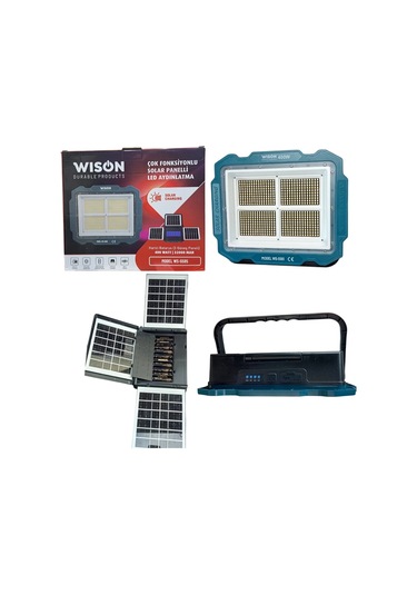 Wıson Ws-5585 Çok Fonksiyonlu 3 Solar Panelli 400w Spot Aydınlatma