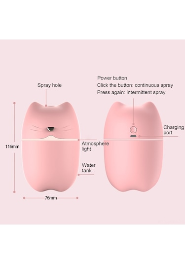 Suofeng Renkli Gece Işığı Ultrasesli Nemlendirici - 260ml Kapasite, Su Yokken Otomatik Kapanma, Usb Besleme, Ofis/oda/araç Uygun, Pembe
