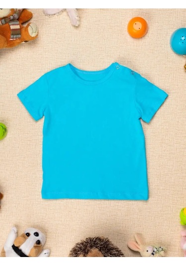Chic Panda Çocuklar İçin Günlük Kullanım İçin Düğmeli Temel Tişört Seti 115429132 Açık Mavi