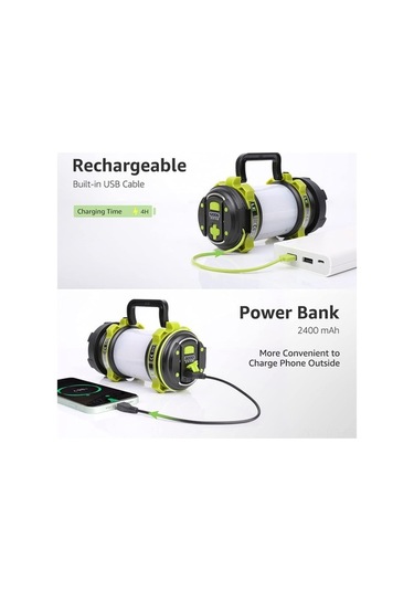 Artfulabode Yürüyüşü Yeşil Ve Usb Su Şarj Parlak Mükemmel, Modu, Mekan, Led Lambası Kinsach Kasırga Kamp Işık Ipx4 İle İçin Güç Geçirmez, Feneri, Ev En El Edilebilir, Durumları, Dış Dağ Bankası, Acil 6 500lm 2600mah Fr Yeşil