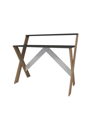 Enda Home X Ayaklı Raflı Ders Çalışma Masası 50x90 Cm Antrasit - Çam Atlantik Çam - Antrasit
