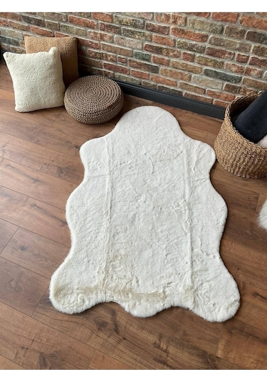 Saraz Halı Tavşan Tüyü Post Peluş Ultra Yumuşak Post Puffy Krem