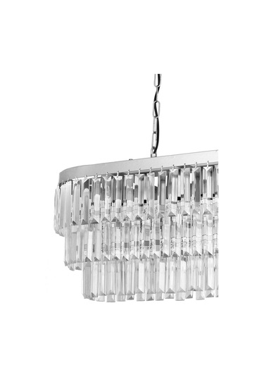 Linsa 70x30 Cm'lik Kristal Cam Taşlı Yemek Masası Üstü Lüks Avize - Gümüş Yaldız Gümüş Yaldız