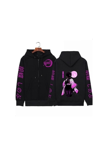 Demon Slayer Kamado Tanjirou Kapşonlu Hoodie Mod682 14567 Siyah
