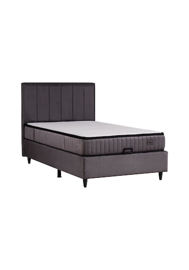 Kilim Mobilya Royal Plus Sandıklı Baza Başlık Paket Yaylı Pedli Yatak Seti Antrasit 120 X 200