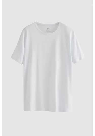 D's Damat Bisiklet Yaka Pamuklu Nefes Alabilen T-shirt Beyaz D's Damat Bisiklet Yaka Pamuklu Nefes Alabilen T-shirt Beyaz