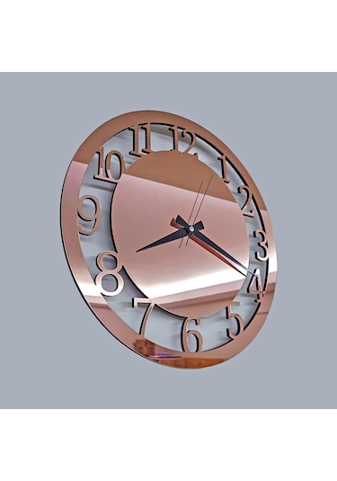 Dekoratif Rosegold Aynalı Duvar Saati Altın