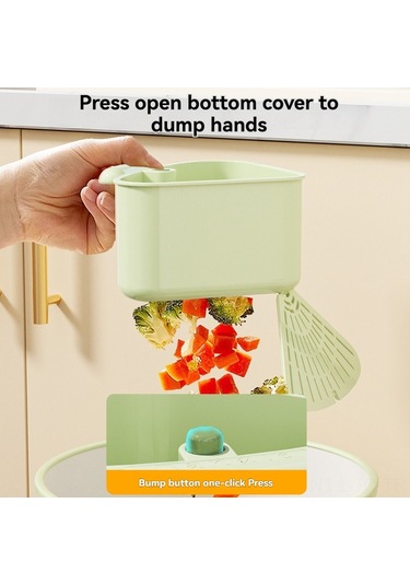 Skycity Mutfak Lavabo Köşesi Suda Filtre Sepeti - Basarak Açılabilir Kapağı, İki Katlı Ayrıştırıcı, Vakum Süngerli Montaj, Yeşil Yeşil