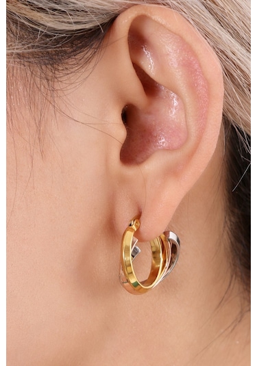 Bhs Life Üç Renk Mix Halka Çelik Küpe