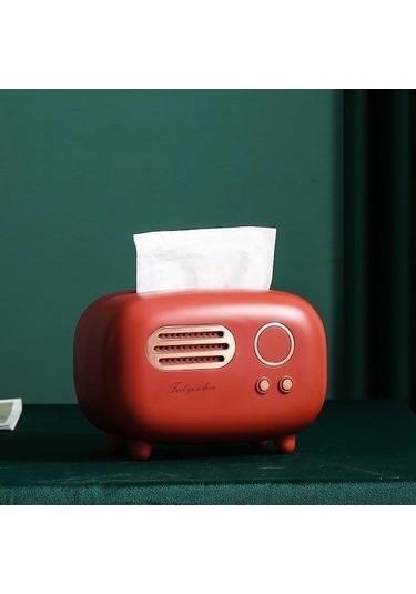 Kırmızı 1 Adet Yaratıcı Radyo Şekli Doku Kutusu, Oturma Odası, Lüks Retro Ev, Restoran Dekorasyon Kağıt Kutusu Hmm Kırmızı