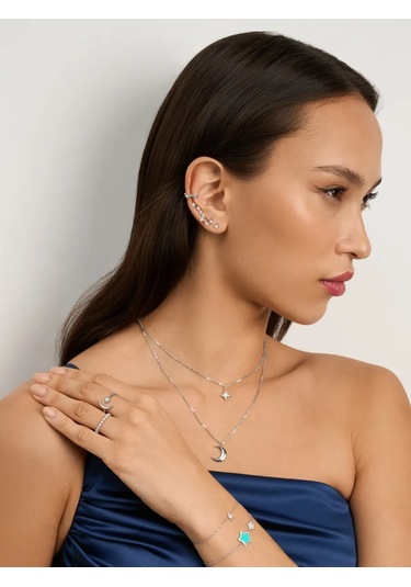 Miestilo 925 Ayar Gümüş, Ay Şeklinde Ayarlanabilir Yüzük 12307400 Beyaz