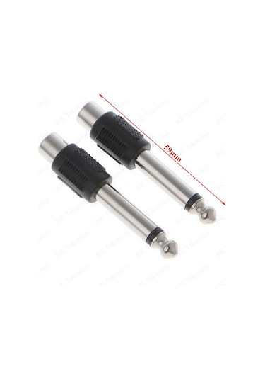 6.35mm 1/4" Mono Fiş Erkek - RCA Dişi Ses Jakı Dönüştürücü Adaptö