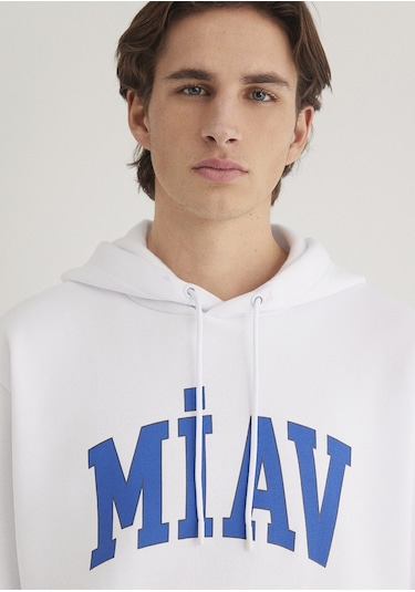 Mavi - Miav Baskılı Kapüşonlu Sweatshirt 0s10122-620 Beyaz