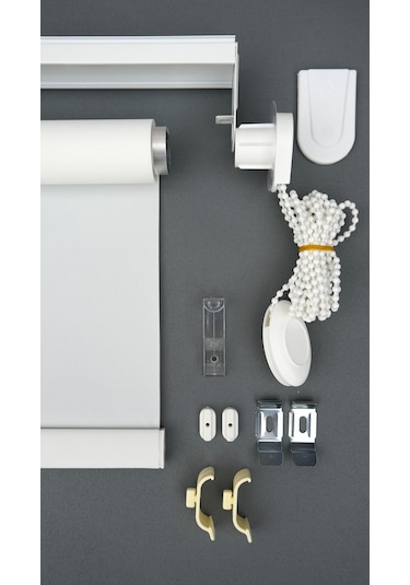 Esdeh Düz Stor Perde - Kalın Mat Stor Güneşlik Kumaş Keten - Alüminyum Kasa Ve Boru - Eteği Dilimsiz/Düz Beyaz