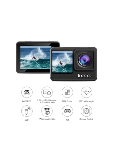 Dv101 Hoco Aksiyon Kamerası Mikrofonlu Su Geçirmez 4k 60 Fps Hd