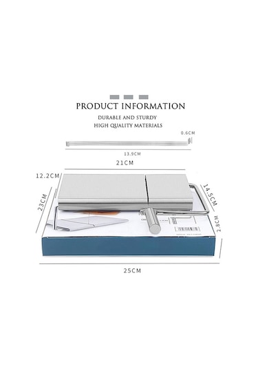 Novahub Peynir Dilimleme Tereyağı Kesici, Paslanmaz Çelik, 6 Yedek Tel, Doğru Boyut Ölçeği Gümüş
