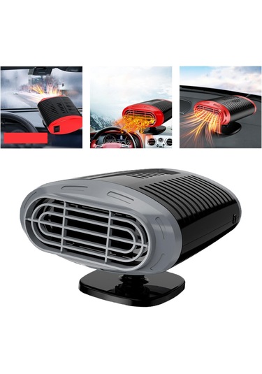 Suntek 120w 360 Dönebilen Isıtma Soğutma 2 Dişli 12 V Oto Isıtıcı Fanı Gri