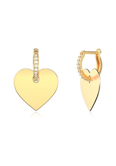 Sade Kalpli Plaka Altın Kaplama Gümüş Küpe Gold