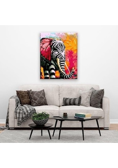 Sayılarla Boyama Seti 40 X 50 Cm Tuval Şasesine Gerili Fil Kolaj