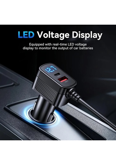 Boatshop1 7si 1 Arada Siyah Sigara Çakma Aparatı 120w 2 Yuvalı Araba Çakmak Pd30w Qc3 Hızlı Şarj Bataryasız