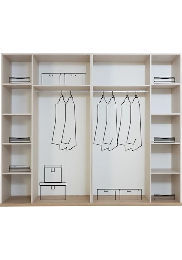 Uriel Modern 6 Kapaklı Aynalı Gardırop Dolap