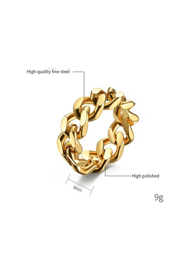 Siyah Basit Titanyum Çelik Zincir Yüzük Erkek Yüzük Hip-hop Giyim Kişilik Paslanmaz Çelik Takı Hediye 10