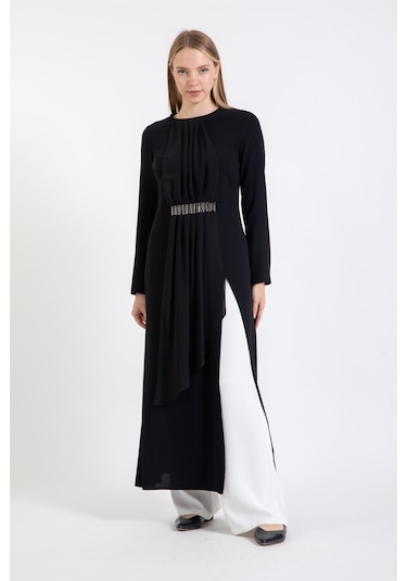 Pilise Detaylı Pantolonlu Takım Ekru-ekru Ekru