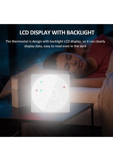 Fosenze Kombi Termostatı - Lcd Ekranlı, 5a Dokunmatik, Programlanabilir Isı Kontrol Cihazı Beyaz Tp908gc