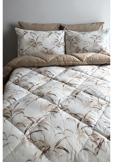 Alla Turca Çift Kişilik 4 Yastık Kılıflı Lastikli Çarşaflı Çift Taraflı Desenli Uyku Seti-natura Sütlü Kahve Sütlü Kahve