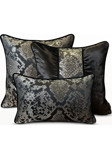 "silver" Kırlent Kılıfı Seti Siyah - Gümüş