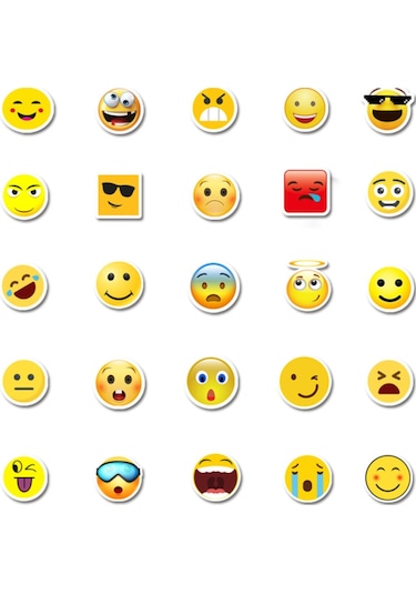 50 Adet Tekrarsız Emojiler Kalite Pvc Sticker Süs 07