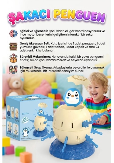 Şakacı Penguen 28 Parçalı Penguen Figürlü 24 Kılıclı 2 Kişilik Eğlenceli Aile Kutu Oyunu