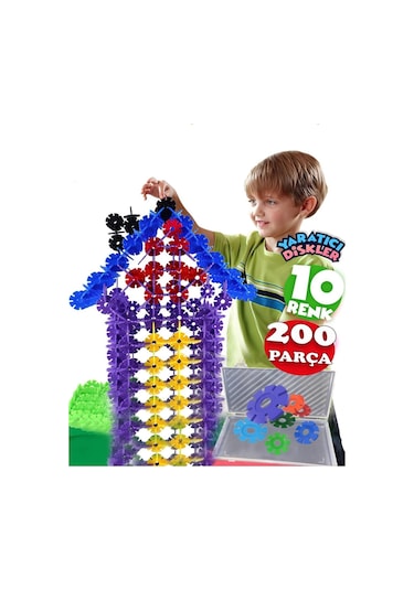 200 Parça Eğitici Kilitli Diskler Stem Eğitimi Uyumlu 10 Renk Kut