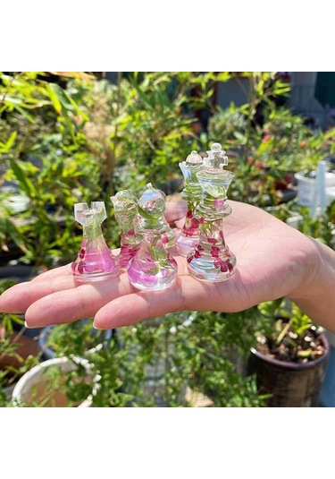 Epoksi Reçine Silikon Kalıp Üç Boyutlu Satranç Taşları Kalıbı Seti 16 Lı