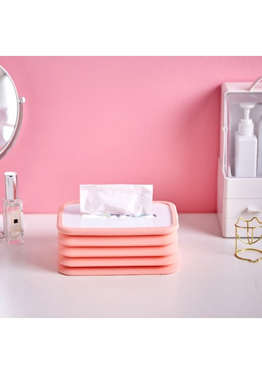 Gajeena Yüksek Kaliteli Silikon Katlanabilir Oto Ve Masaüstü Havlu Kutusu - Yaylı Yükseklik Ayarlı, Kolay Yıkanabilir, Pratik Depolama Mavi