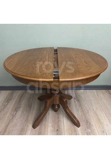 Roys Ahşap 100 Cm Açık Ceviz Yuvarlak Açılır Baba Ayak Masa