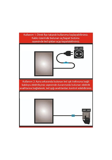 Fawdecor Led Işıklı Yuvarlak Duvar Aynası 60x60 Gün Işığı