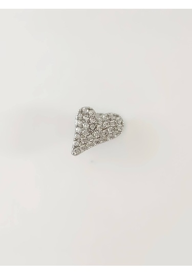 Eva Takı Store Kalp Zirkon Taşlı Model Kıkırdak Tragus Helix Piercing Gümüş Renk Küpe Gümüş