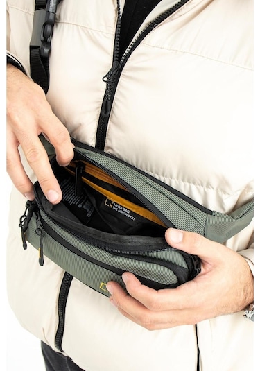 Dört Bölmeli Suya Dayanıklı Polyester Kumaş Ayarlanabilir Askılı Bel-göğüs Çantası Gri