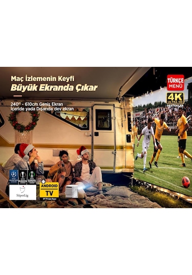 Vankyo H300A AndroidTV 4K Destekli AutoFocus+AutoKeystone 6G Wi-Fi+5.2BT Beyaz Projeksiyon Cihazı