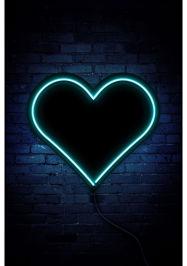 Kalp Neon Led Duvar Aydınlatması & Dekoru & Gece Lambası Mavi Mavi