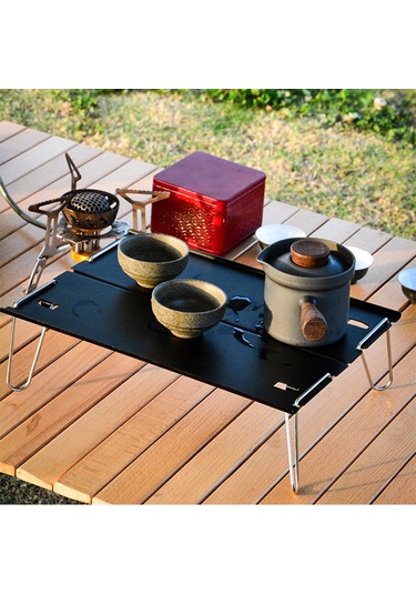 Gajeena Alüminyum Çıkıcaklı Minik Masa - Piknik, Kamp İçin Taşınabilir, Hafif, Kahve Masası - Gri Gri