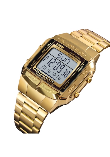 Altın Erkek Analog Dijital Saat Moda Günlük Spor Saati 2 Zaman 5