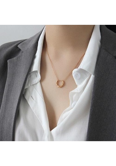 Kolye Gümüş Geometrik Arc Şekilli Düzensiz Gül Altın Kolye Kolye Kadınlar Için 925 Ayar Gümüş Güzel Takı Kolye Altın - Beyaz