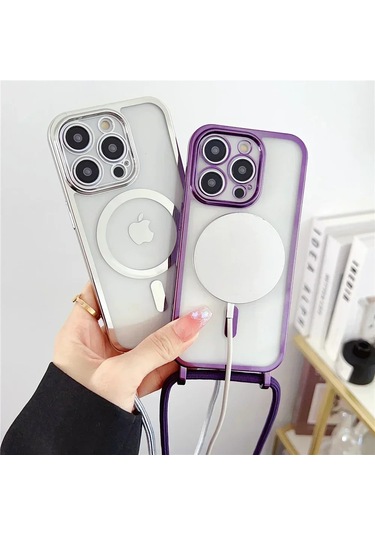 Crossboby Kordon Kaplama Telefon Kılıfı İphone 16e 16 15 14 13 Açık Gri