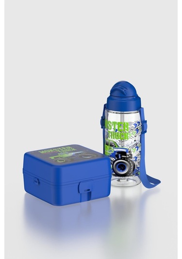 Renga Leya Monster Truck Desenli Pp Çocuk Beslenme Kabı Ve Suluk Seti 192013 Mavi Mavi