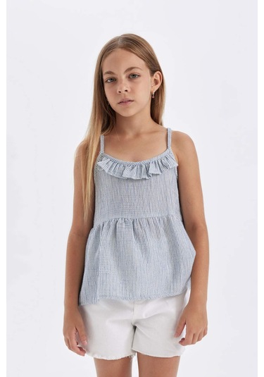 Defacto Kız Çocuk Askılı Bluz C3958A824SMBE311 Mavi